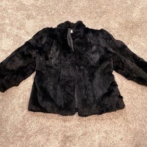 XL Black Rabbit Fur Coat